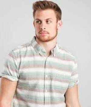 Ezekiel Striped Short Sleeve Button Down Shirt Size Large